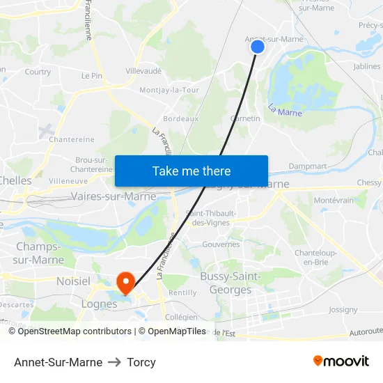 Annet-Sur-Marne to Torcy map