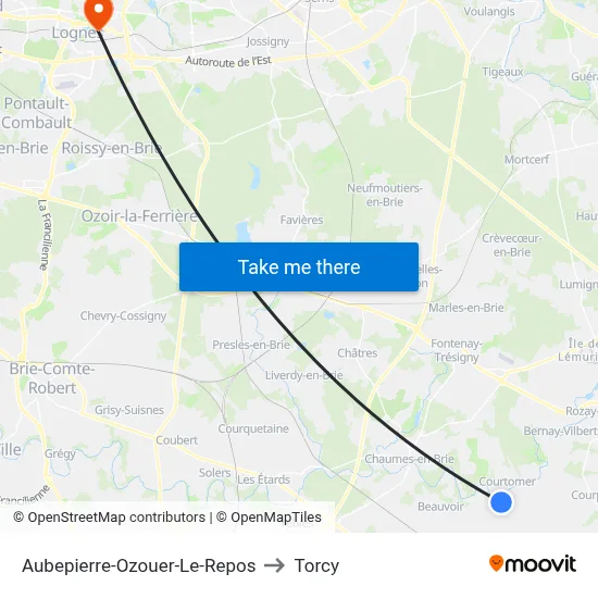 Aubepierre-Ozouer-Le-Repos to Torcy map