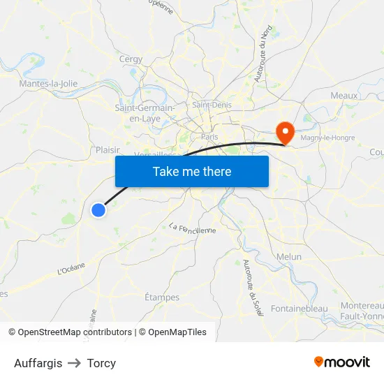 Auffargis to Torcy map