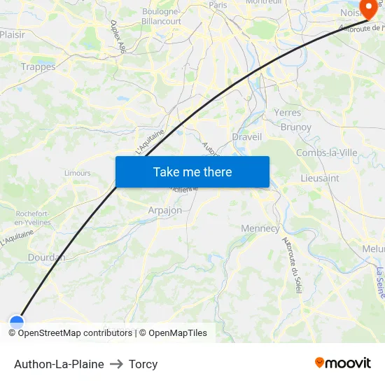 Authon-La-Plaine to Torcy map