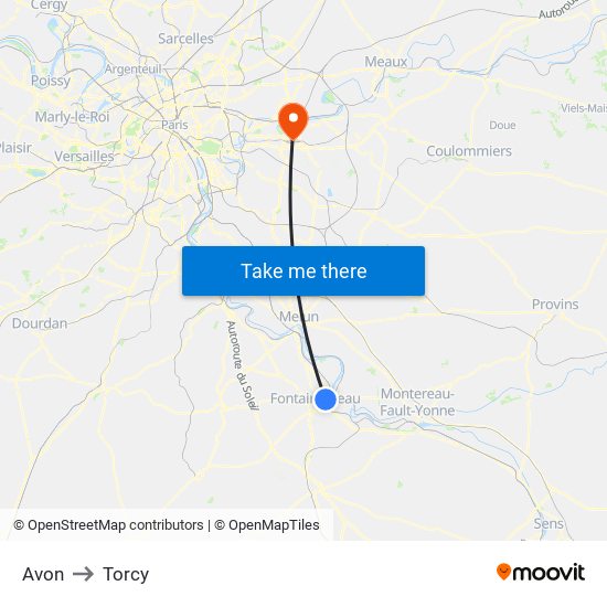 Avon to Torcy map