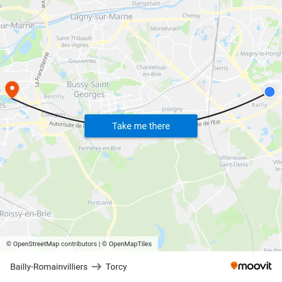 Bailly-Romainvilliers to Torcy map
