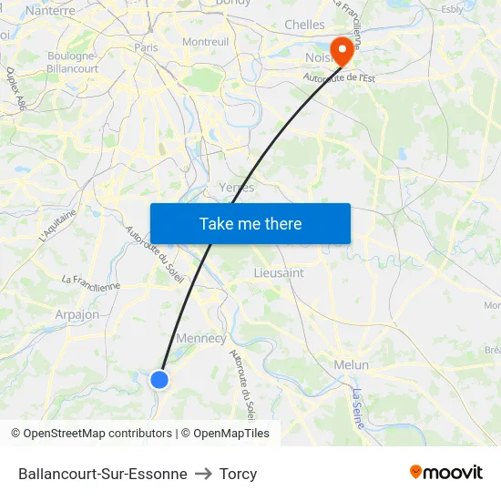 Ballancourt-Sur-Essonne to Torcy map