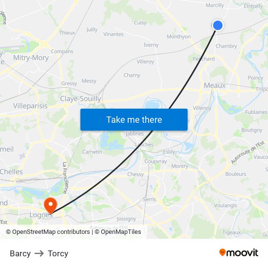 Barcy to Torcy map
