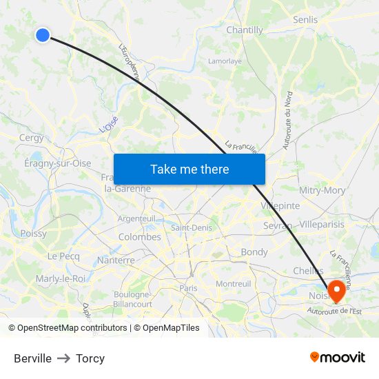 Berville to Torcy map