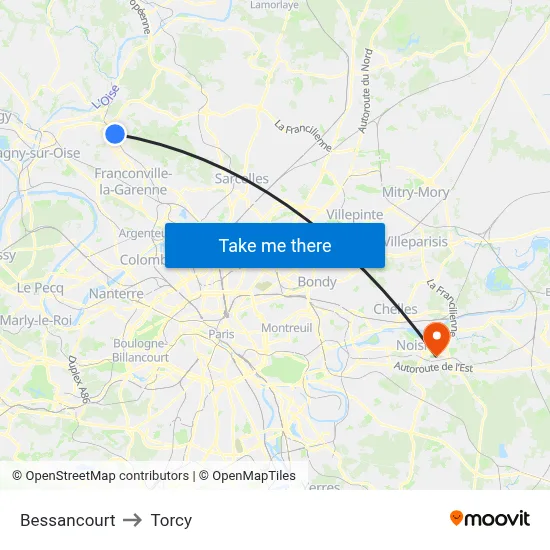 Bessancourt to Torcy map