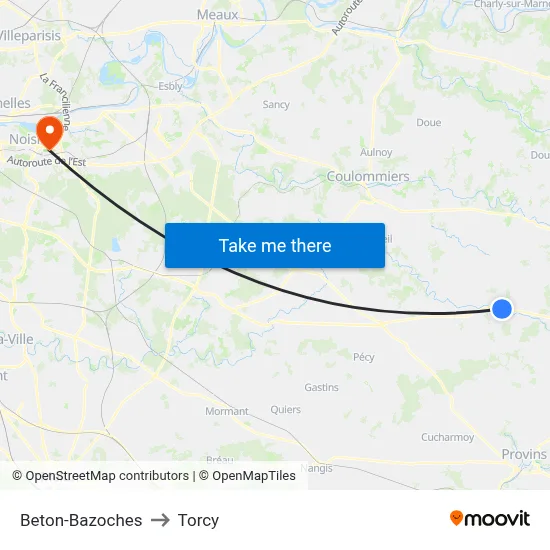 Beton-Bazoches to Torcy map