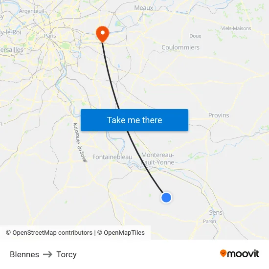 Blennes to Torcy map