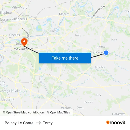 Boissy-Le-Chatel to Torcy map
