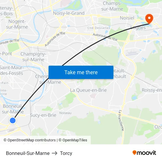 Bonneuil-Sur-Marne to Torcy map