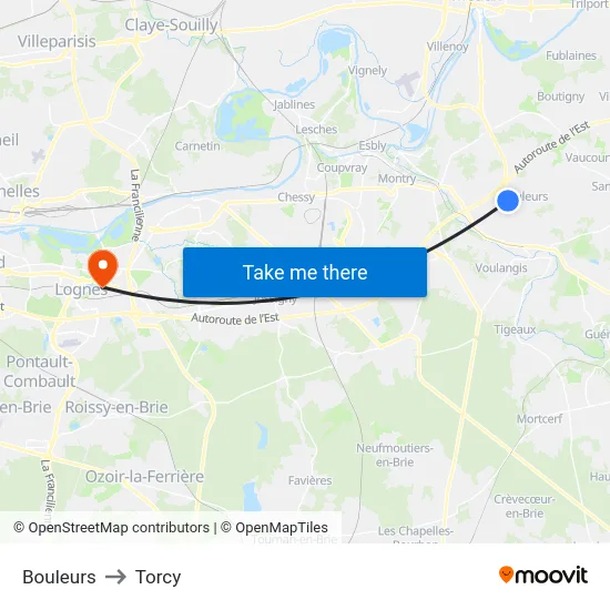Bouleurs to Torcy map