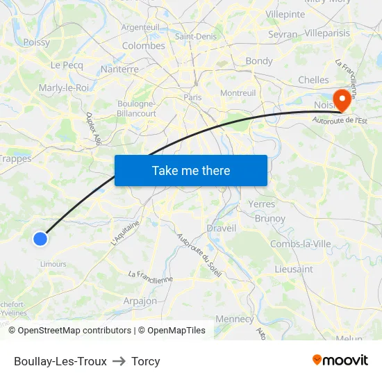 Boullay-Les-Troux to Torcy map