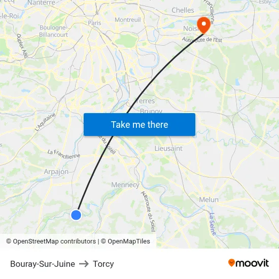 Bouray-Sur-Juine to Torcy map