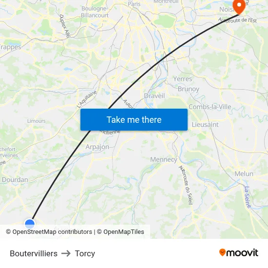 Boutervilliers to Torcy map