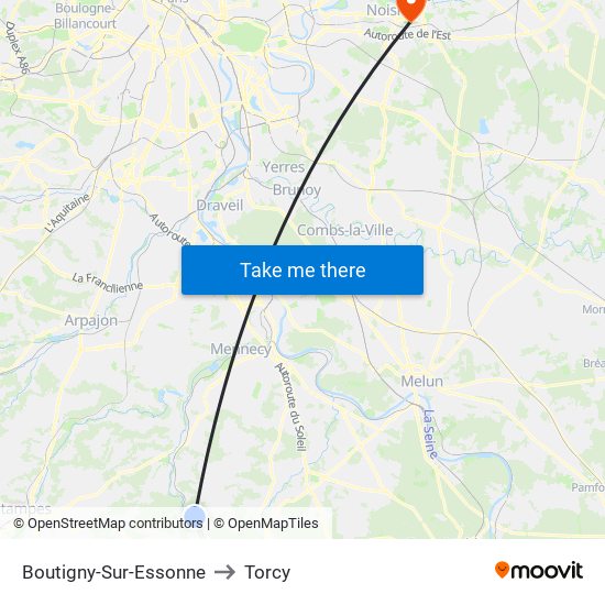 Boutigny-Sur-Essonne to Torcy map