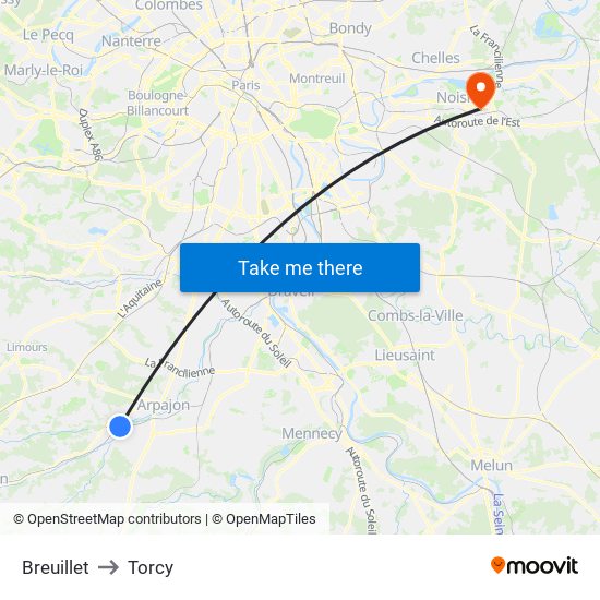 Breuillet to Torcy map