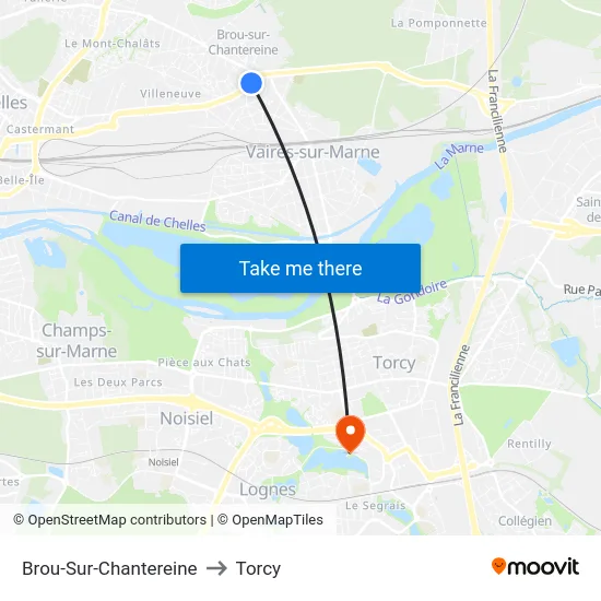 Brou-Sur-Chantereine to Torcy map