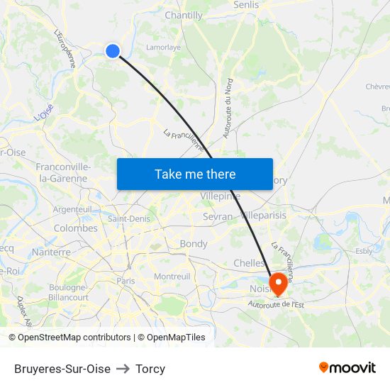 Bruyeres-Sur-Oise to Torcy map