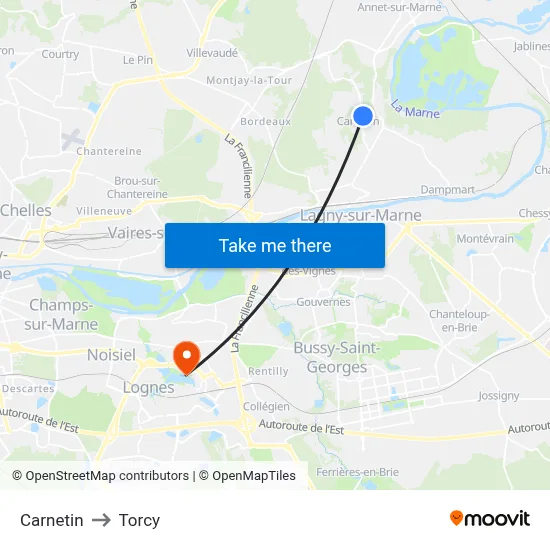 Carnetin to Torcy map