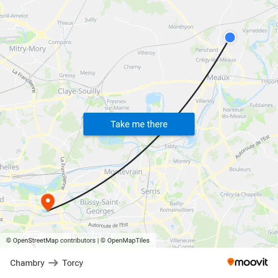 Chambry to Torcy map