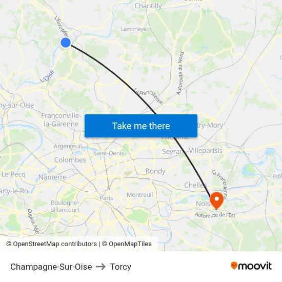 Champagne-Sur-Oise to Torcy map
