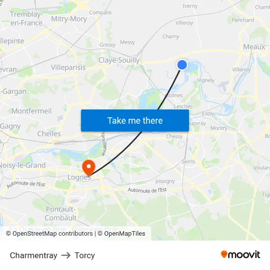 Charmentray to Torcy map