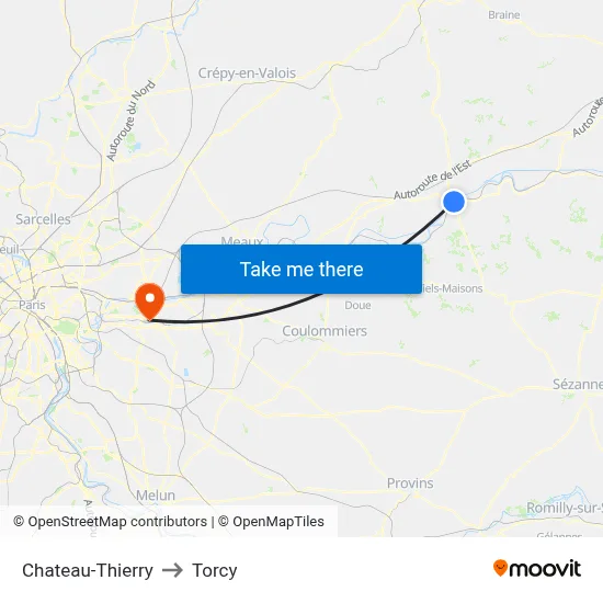 Chateau-Thierry to Torcy map