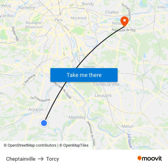 Cheptainville to Torcy map