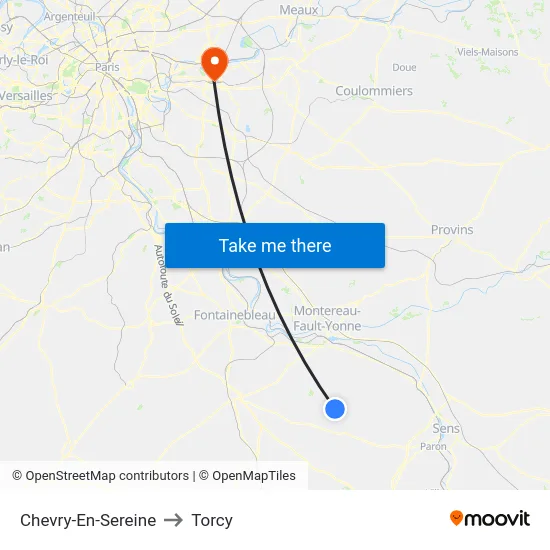 Chevry-En-Sereine to Torcy map