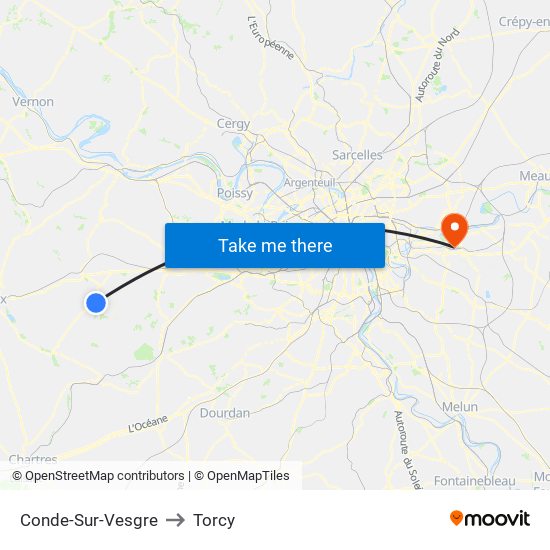 Conde-Sur-Vesgre to Torcy map