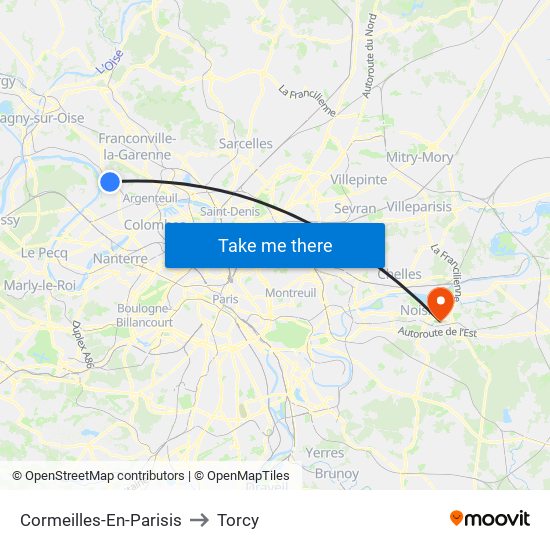 Cormeilles-En-Parisis to Torcy map