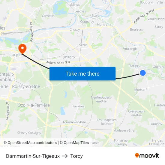 Dammartin-Sur-Tigeaux to Torcy map