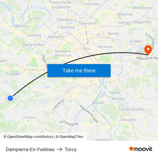 Dampierre-En-Yvelines to Torcy map