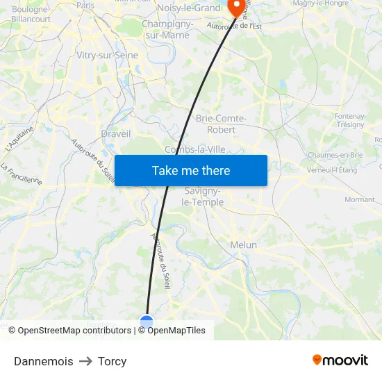 Dannemois to Torcy map