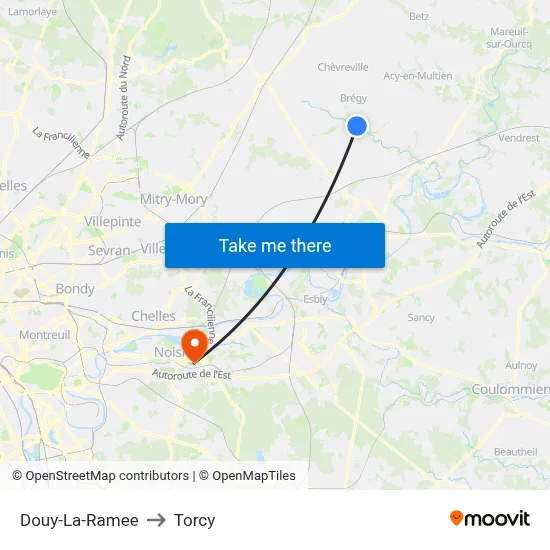 Douy-La-Ramee to Torcy map