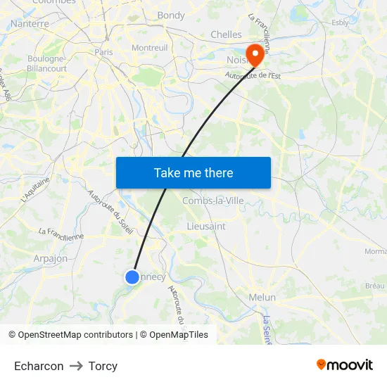 Echarcon to Torcy map