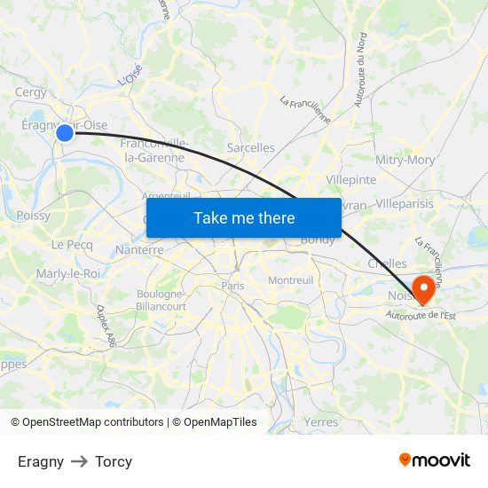 Eragny to Torcy map