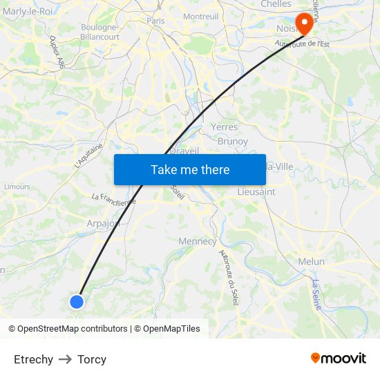 Etrechy to Torcy map