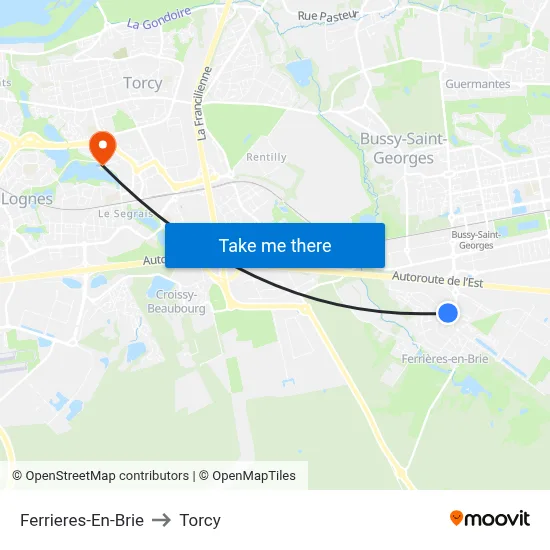 Ferrieres-En-Brie to Torcy map