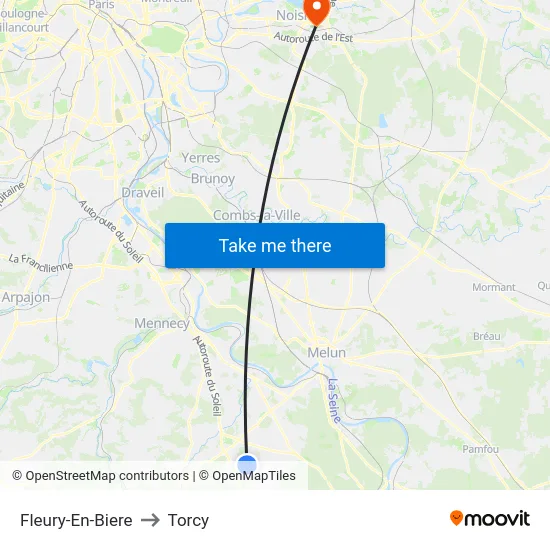 Fleury-En-Biere to Torcy map