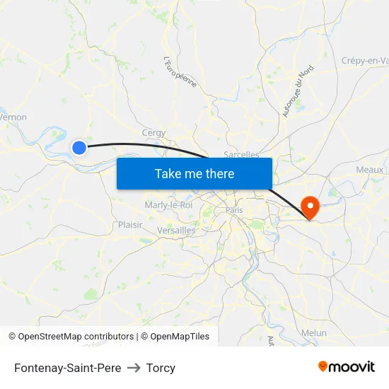 Fontenay-Saint-Pere to Torcy map