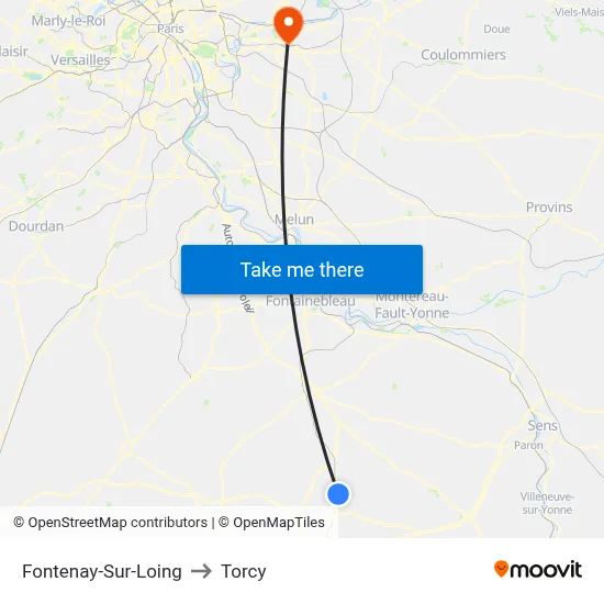 Fontenay-Sur-Loing to Torcy map