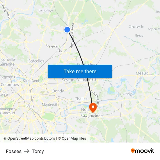 Fosses to Torcy map