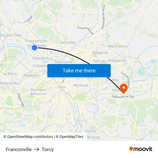 Franconville to Torcy map