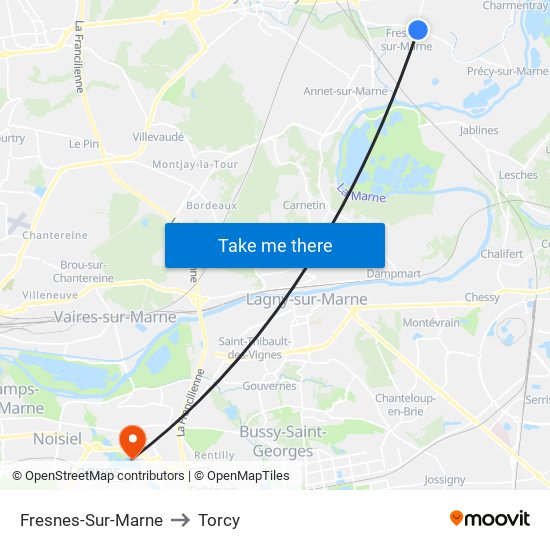 Fresnes-Sur-Marne to Torcy map