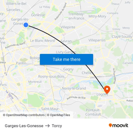 Garges-Les-Gonesse to Torcy map