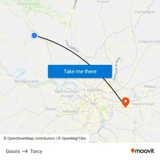 Gisors to Torcy map