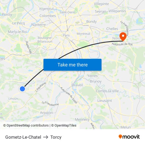 Gometz-Le-Chatel to Torcy map