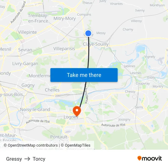 Gressy to Torcy map