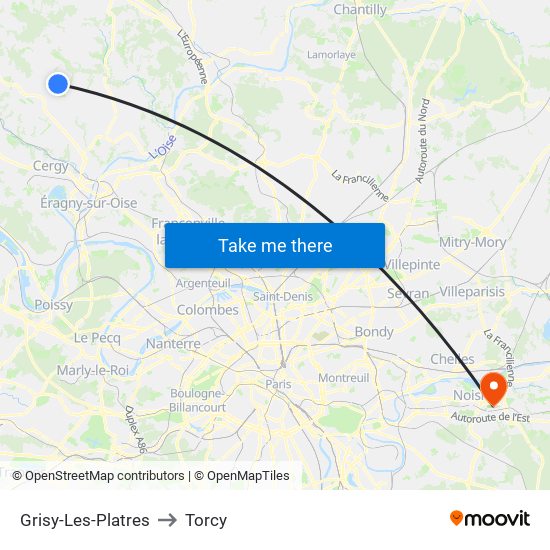Grisy-Les-Platres to Torcy map